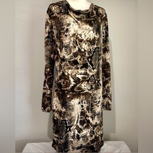 Double D Ranchwear Snake Print Sequin Tunic Dress XS Brown Copper Black NWT